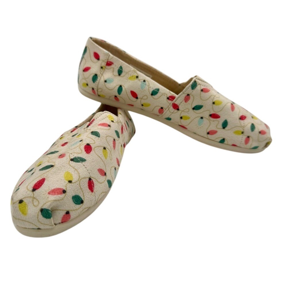 Toms Alpargata Holiday lLights Festive‎  Slip-on Shoes Women's 9 EUC